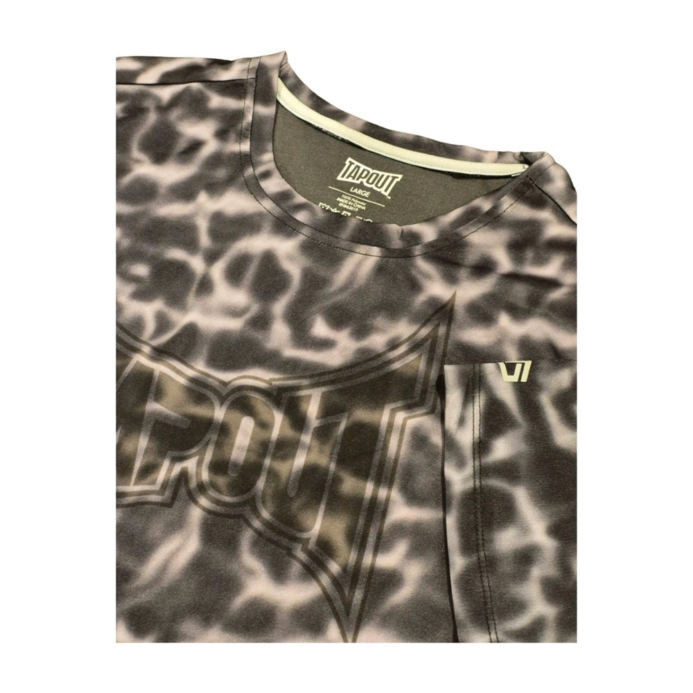 Tapout X WWE‎ Y2K Wrestling T-Shirt Black Tie Dye Short Sleeve Crewneck Men's L